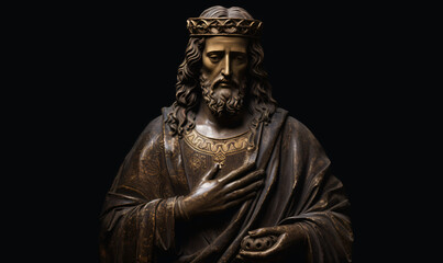 A Majestic Wooden Sculpture Capturing the Essence of Jesus