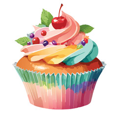 Delicious cupcake watercolour illustration