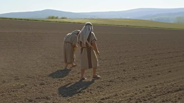 The sowers went out to sow the grain. The video can be used to illustrate the Gospel parables