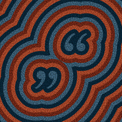 Blue and red stylized quotation marks with layered ripple pattern. Vector illustration with bold, modern texture.