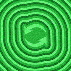 Circular refresh arrows centered over vibrant green ripple pattern. Vector illustration with modern digital feel.
