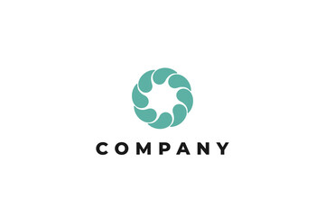 green nature water drop circle logo abstract