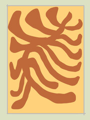 Hand-drawn abstract form in terracotta brown, ideal for contemporary backgrounds or textile patterns.