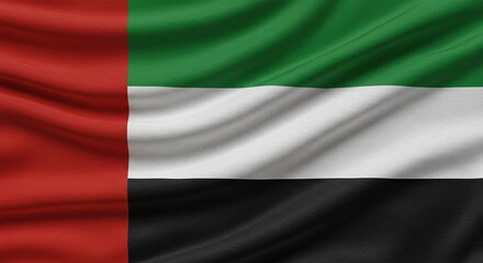 Obraz premium UAE flag covering the frame is waving in the wind. United Arab Emirates flag