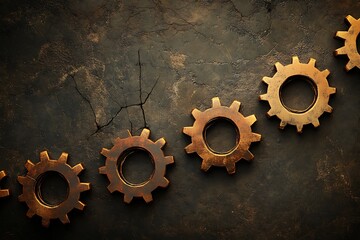Interlocking gears symbolizing progress and teamwork, a timeless representation of mechanical precision and collaborative effort