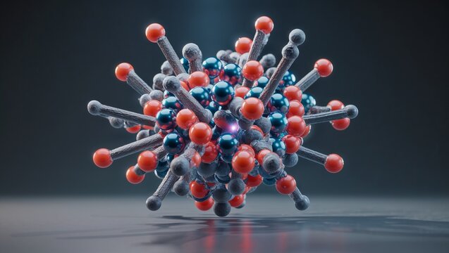 photorealistic ball and stick model of nitrobenzene their  bonding and chemistry 
