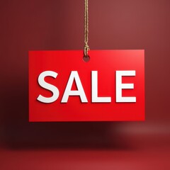 A vibrant red sale sign, perfect for advertising promotions and discounts in retail environments. Catch customers' attention with this eye-catching graphic!