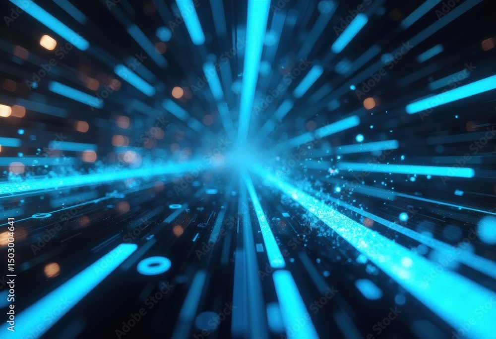 Poster abstract blue light streaks creating a dynamic and futuristic background