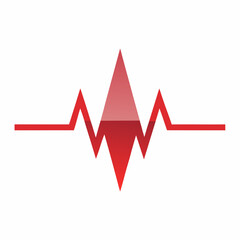 Red Heartbeat ECG Line Icon – Flat Minimal Medical Symbol