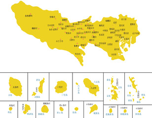東京都　地図　黄色　斑点　イラスト
