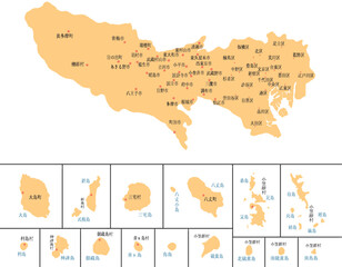Obraz premium 東京都 地図 黄色 斑点 イラスト