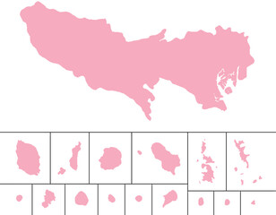 東京都　地図　ピンク　イラスト