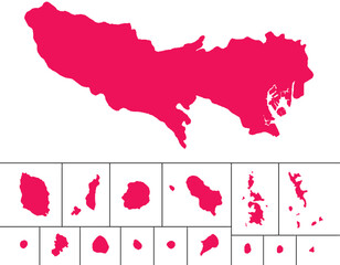 東京都　地図　マゼンタ　イラスト