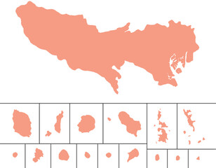 東京都　地図　赤　イラスト
