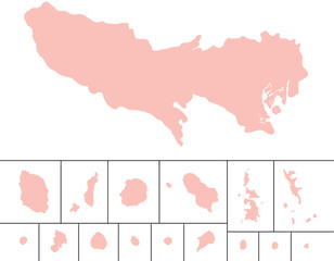 東京都　地図　ピンク　イラスト