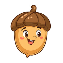 Fototapeta premium Cartoon acorn character smiling with a joyful expression 