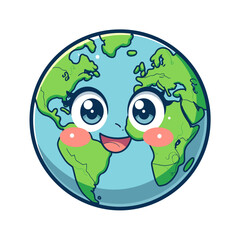 Obraz premium Smiling cartoon Earth character with large eyes and cheerful expression 