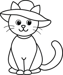 funny cat vector line art