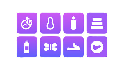 Eight gradient square icons set app ui design