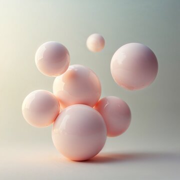 Delicate, translucent spheres with smooth, matte surfaces, seemingly defying gravity, succumb to an unseen force, slowly imploding in a mesmerizing, dreamlike sequence, set against a soft, gradient ba