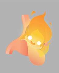 Acid reflux symptoms shown through a cute cartoon illustration.