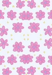Pretty Pink Flower Pattern Watercolor Floral Design