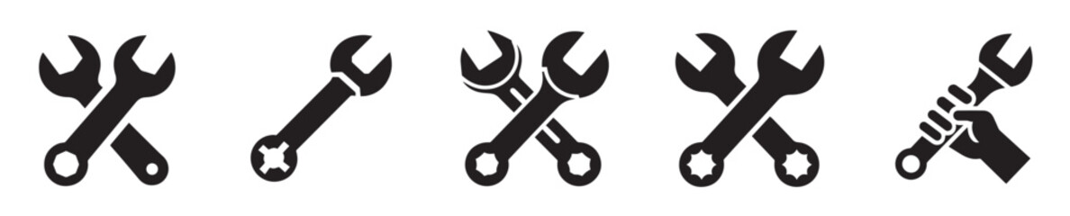 wrench silhouette icon vector