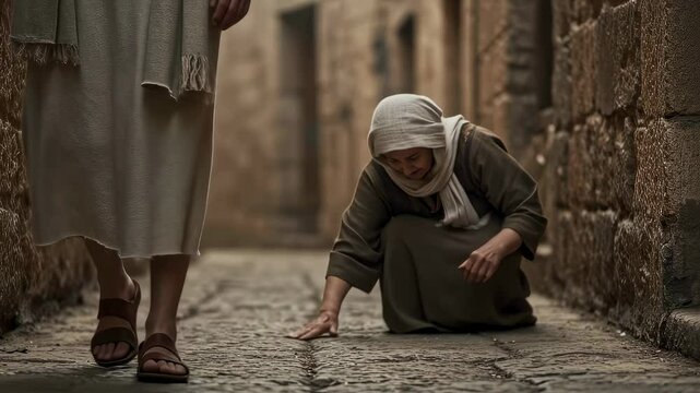 Woman and Christ, Apostle, Biblical Times. Video can be used for Christian publications of various Bible stories