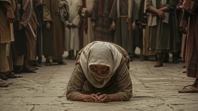 Woman and Christ, Apostle, Biblical Times. Video can be used for Christian publications of various Bible stories