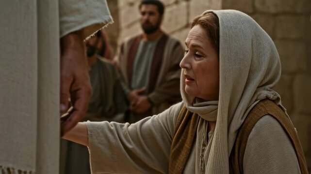 Woman and Christ, Apostle, Biblical Times. Video can be used for Christian publications of various Bible stories