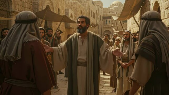 The Apostle preaches about the Resurrection of Jesus Christ, Repentance, Judea, Jerusalem.	
