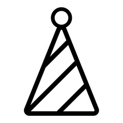 party hat icon with black color outline style