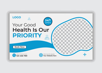 our health is our priority banner. Medical healthcare web banner template