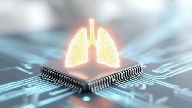 AI robot gently assisting a patient during a medical procedure. AI-assisted medical diagnosis device analyzing patient data.
