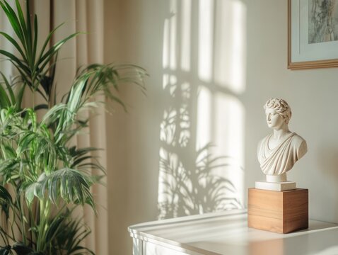 Classical bust sunlight and shadow decorative indoor composition