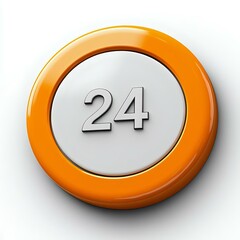 A shiny and vibrant orange game piece numbered 24, symbolizing chance, luck, or board games. Perfect for gaming and lottery themes.