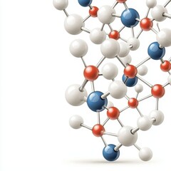 Obraz premium Abstract Molecular Structure Red, White, and Blue Spheres 3D Rendering