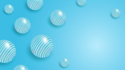 立体球とストライプが印象的なブルー背景素材
