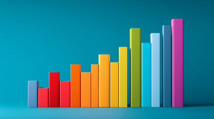 Colorful increasing bar graph representation of business growth and financial performance