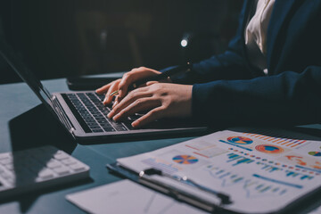 Expert woman asian female people review data number costing managerial account prepare monthly...