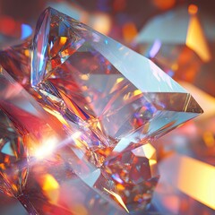 Abstract 3D Crystal Shapes with Light Reflections