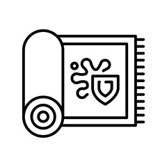Stain resistant carpet black line icon for digital and print projects.PFAS product