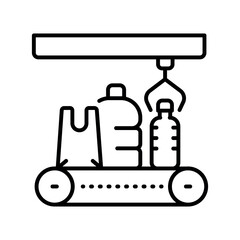 Plastics manufacturing black line icon for digital and print projects.PFAS product