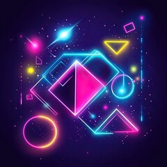 Glowing Geometric Lines and Shapes in Darkness