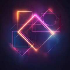 Glowing Geometric Lines and Shapes in Darkness