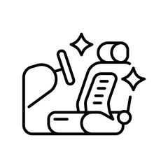 Car interior black line icon for digital and print projects.PFAS product