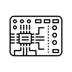 Electronics black line icon for digital and print projects.PFAS product