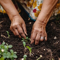 Close-Up of Hands Planting Seeds in Fertile Soil