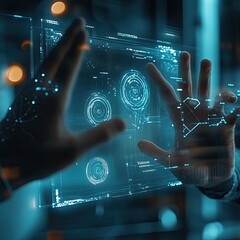 Close-Up of Hands Using Gesture Controls on a Hologram