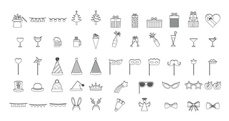 Festive celebration doodle collection party icons